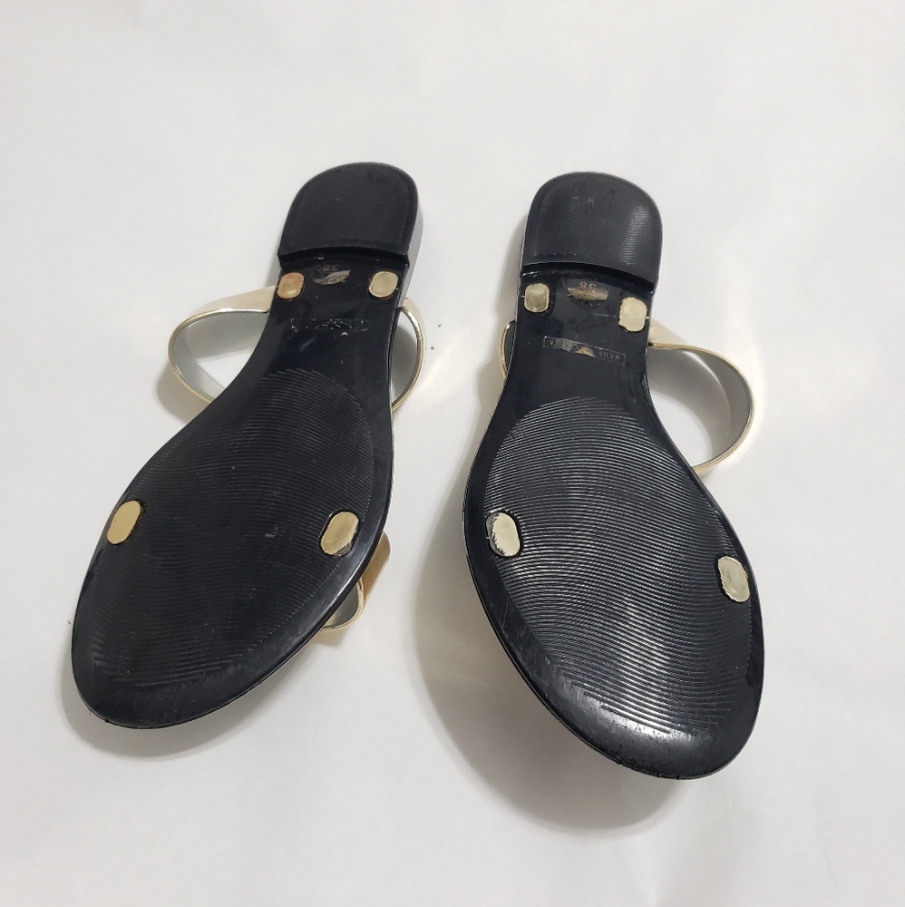 Bamboo Black And Gold Metallic Sandals Size 7 38EU - Picture 10 of 12